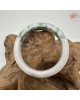 【肌容雪】天然緬甸A貨翡翠白底飄花平安鐲 編號316(鐲圍58.3mm#18.5號)