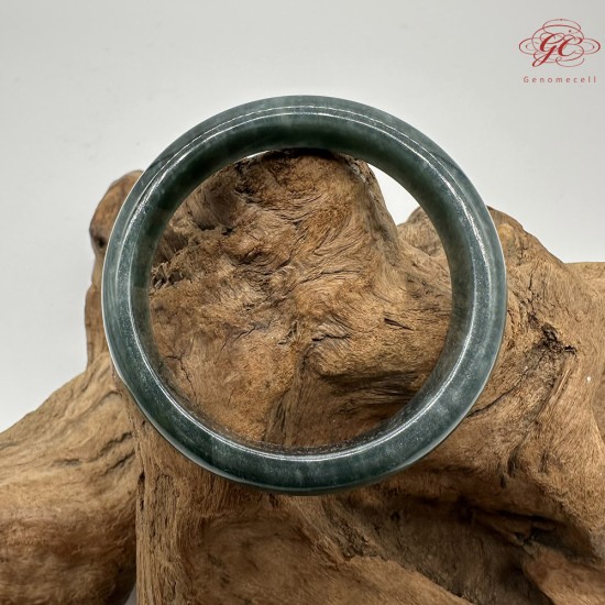 【肌容雪】天然緬甸A貨翡翠老種藍水平安鐲 編號318(鐲圍57.3mm#18號)