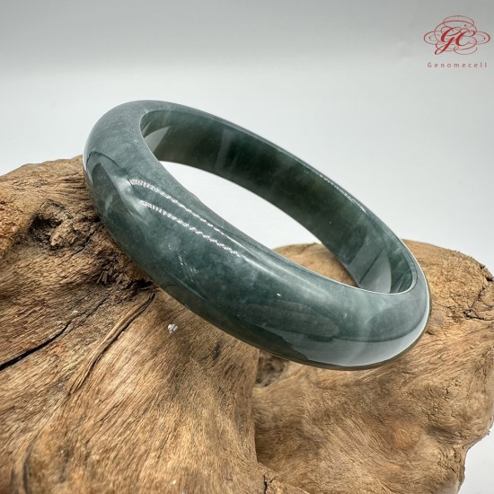 【肌容雪】天然緬甸A貨翡翠老種藍水平安鐲 編號318(鐲圍57.3mm#18號)