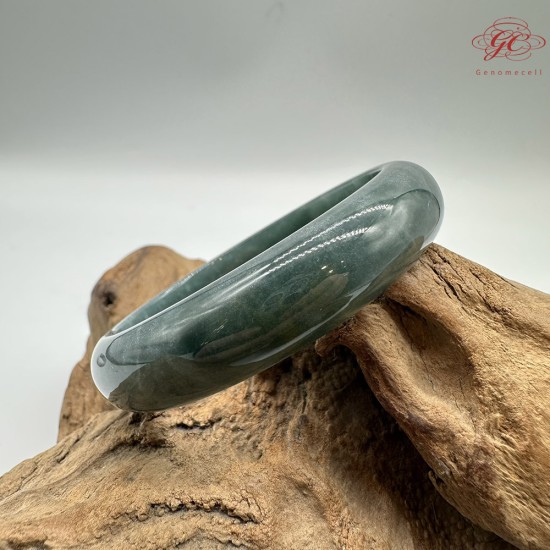 【肌容雪】天然緬甸A貨翡翠老種藍水平安鐲 編號318(鐲圍57.3mm#18號)