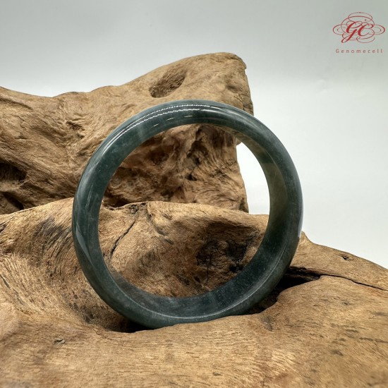 【肌容雪】天然緬甸A貨翡翠老種藍水平安鐲 編號318(鐲圍57.3mm#18號)