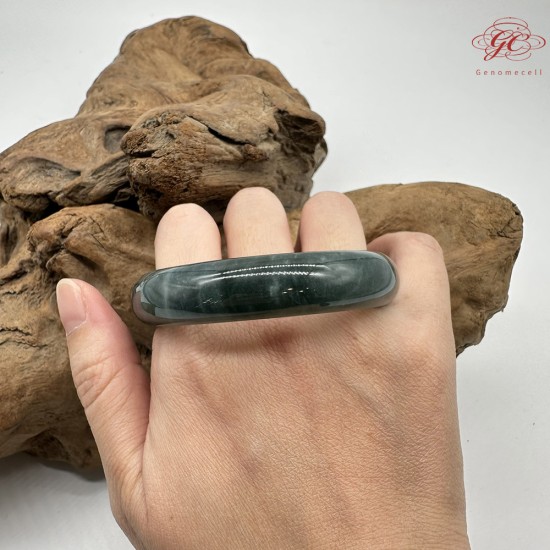 【肌容雪】天然緬甸A貨翡翠老種藍水平安鐲 編號318(鐲圍57.3mm#18號)