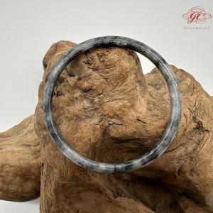 【肌容雪】天然緬甸A貨翡翠冰烏雞叮噹鐲 編號320(鐲圍58.8mm#18.5號)