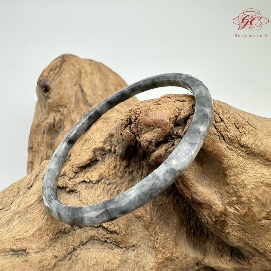 【肌容雪】天然緬甸A貨翡翠冰烏雞叮噹鐲 編號320(鐲圍58.8mm#18.5號)