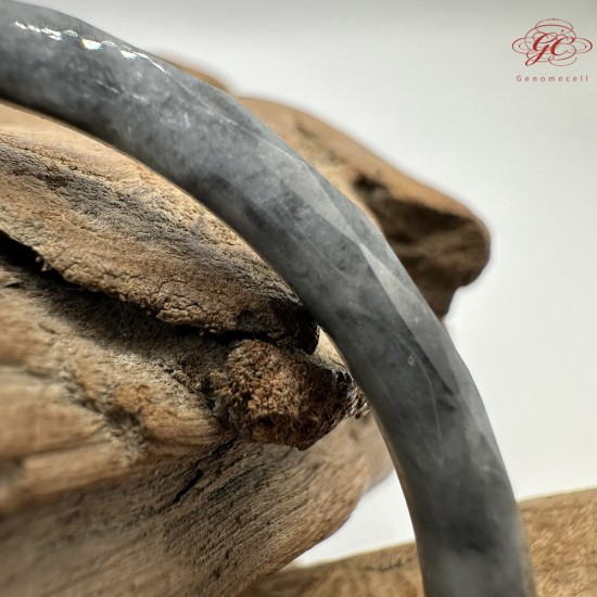 【肌容雪】天然緬甸A貨翡翠冰烏雞叮噹鐲 編號320(鐲圍58.8mm#18.5號)