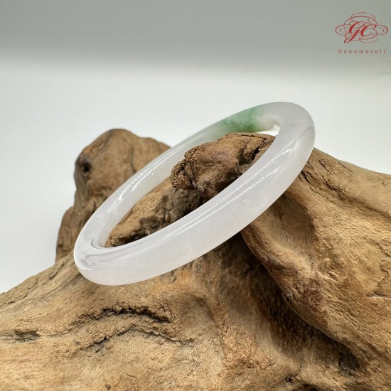 【肌容雪】天然緬甸A貨白底青翡翠美人條手鐲 編號322(鐲圍54.9mm#17號)