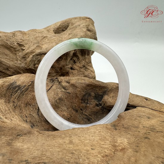 【肌容雪】天然緬甸A貨白底青翡翠美人條手鐲 編號322(鐲圍54.9mm#17號)