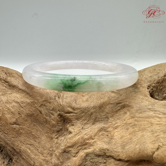 【肌容雪】天然緬甸A貨白底青翡翠美人條手鐲 編號322(鐲圍54.9mm#17號)