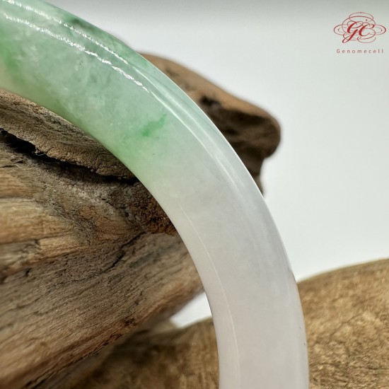 【肌容雪】天然緬甸A貨白底青翡翠美人條手鐲 編號322(鐲圍54.9mm#17號)