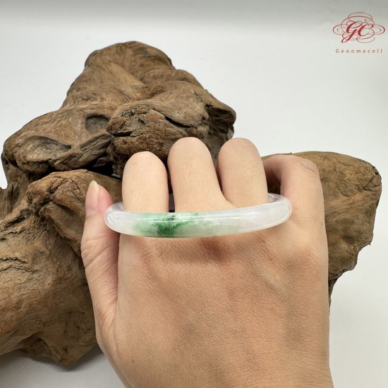 【肌容雪】天然緬甸A貨白底青翡翠美人條手鐲 編號322(鐲圍54.9mm#17號)