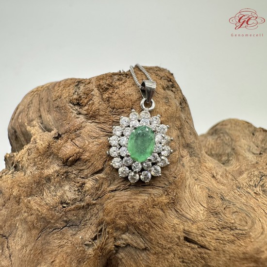 【肌容雪】天然緬甸A貨鑲鑽綠翡翠吊墜 編號323