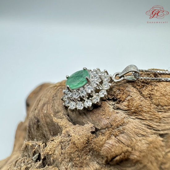 【肌容雪】天然緬甸A貨鑲鑽綠翡翠吊墜 編號323