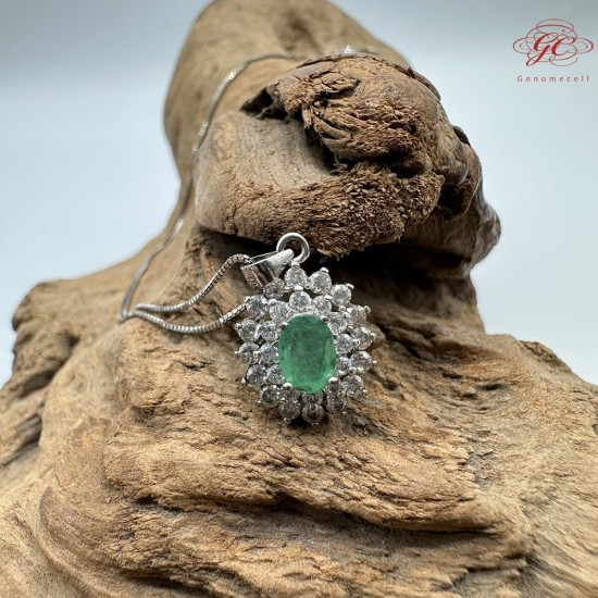 【肌容雪】天然緬甸A貨鑲鑽綠翡翠吊墜 編號323