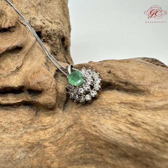 【肌容雪】天然緬甸A貨鑲鑽綠翡翠吊墜 編號323