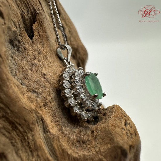 【肌容雪】天然緬甸A貨鑲鑽綠翡翠吊墜 編號323