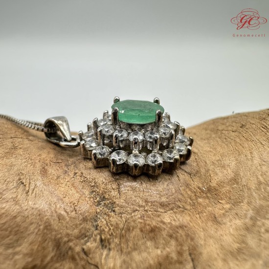 【肌容雪】天然緬甸A貨鑲鑽綠翡翠吊墜 編號323