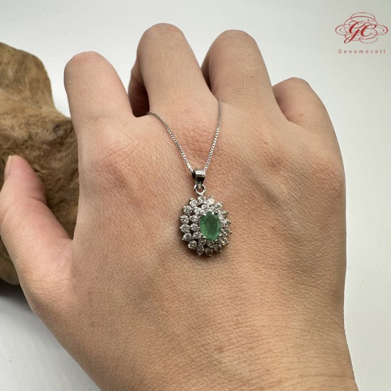 【肌容雪】天然緬甸A貨鑲鑽綠翡翠吊墜 編號323