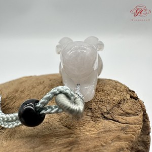 【肌容雪】天然緬甸A貨翡翠糯冰兔子造型吊墜繩 編號324