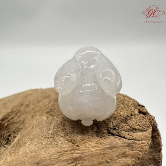 【肌容雪】天然緬甸A貨翡翠糯冰兔子造型吊墜繩 編號324