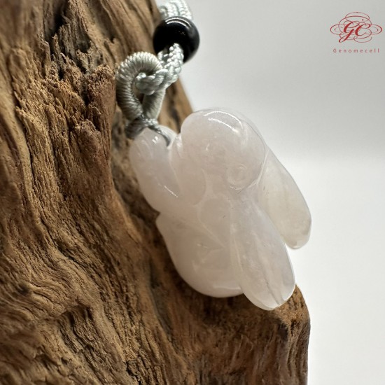 【肌容雪】天然緬甸A貨翡翠糯冰兔子造型吊墜繩 編號324