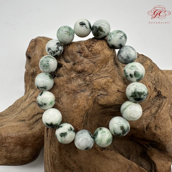 【肌容雪】天然緬甸A貨翡翠飄花圓珠單圈手串 編號326