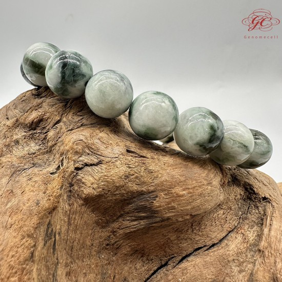 【肌容雪】天然緬甸A貨翡翠飄花圓珠單圈手串 編號326