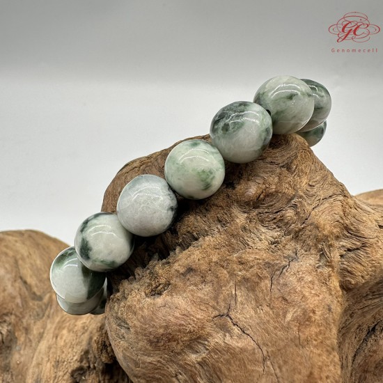 【肌容雪】天然緬甸A貨翡翠飄花圓珠單圈手串 編號326