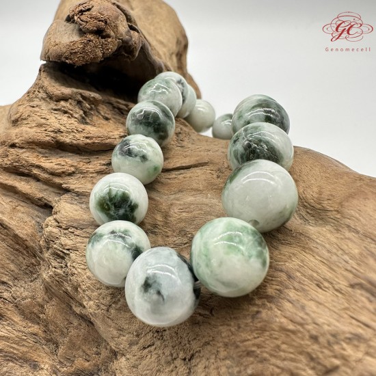 【肌容雪】天然緬甸A貨翡翠飄花圓珠單圈手串 編號326