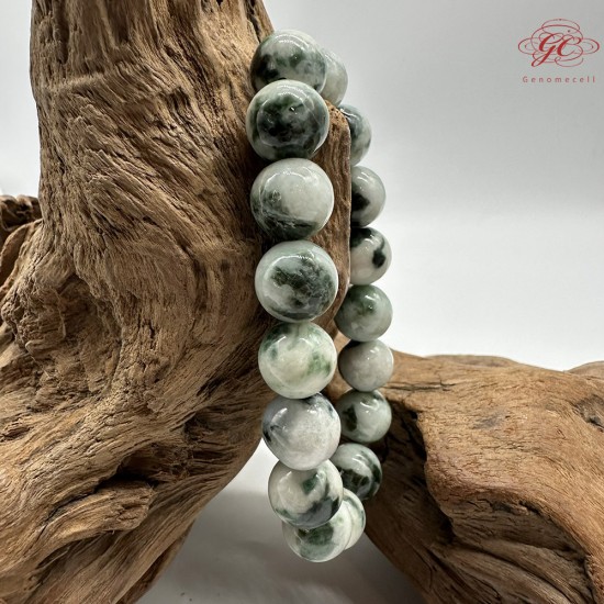 【肌容雪】天然緬甸A貨翡翠飄花圓珠單圈手串 編號326