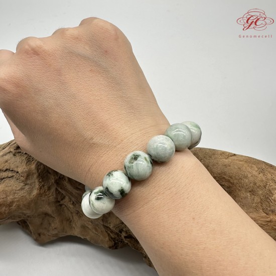 【肌容雪】天然緬甸A貨翡翠飄花圓珠單圈手串 編號326