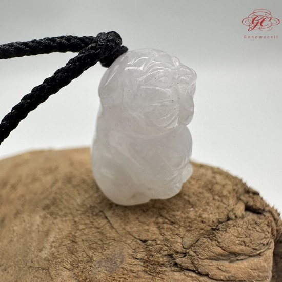 【肌容雪】天然緬甸A貨翡翠小福萌犬造型吊墜繩 編號327