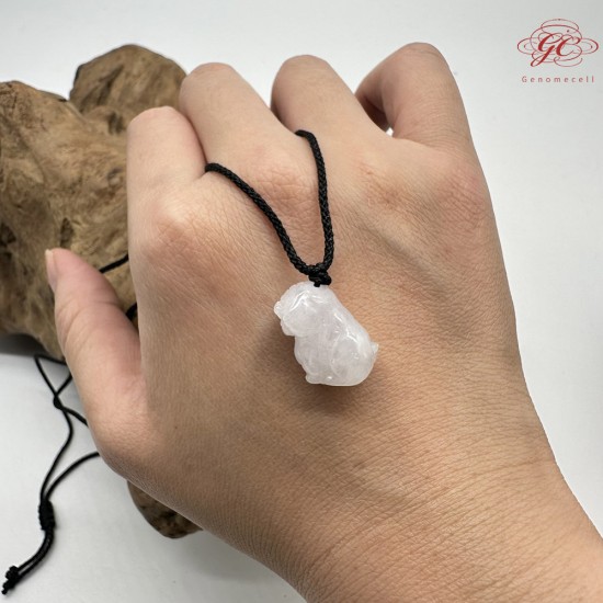 【肌容雪】天然緬甸A貨翡翠小福萌犬造型吊墜繩 編號327