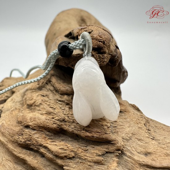 【肌容雪】天然緬甸A貨翡翠糯冰玉兔造型吊墜繩 編號328