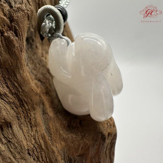 【肌容雪】天然緬甸A貨翡翠糯冰玉兔造型吊墜繩 編號328