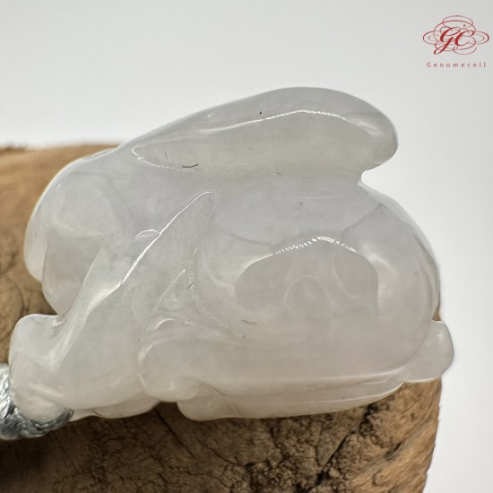 【肌容雪】天然緬甸A貨翡翠糯冰玉兔造型吊墜繩 編號328