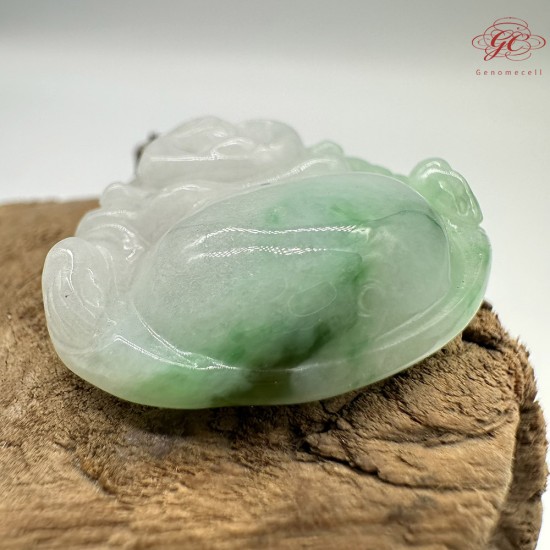 【肌容雪】天然緬甸A貨白底青翡翠彌勒佛吊墜繩 編號332