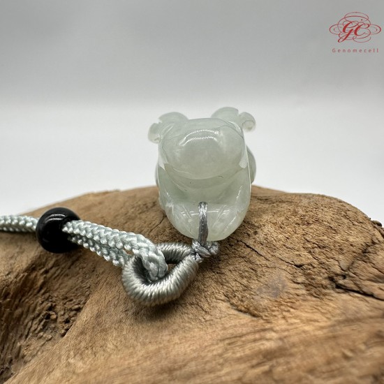 【肌容雪】天然緬甸A貨翡翠糯冰玉兔造型吊墜繩 編號333