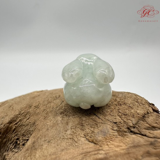 【肌容雪】天然緬甸A貨翡翠糯冰玉兔造型吊墜繩 編號333