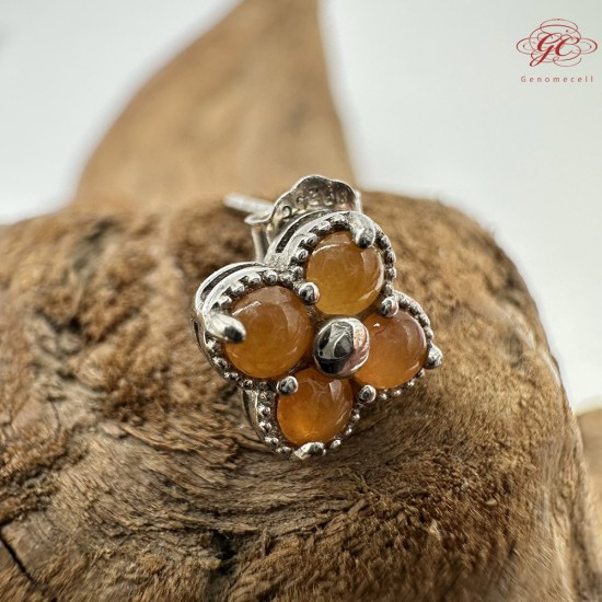 【肌容雪】天然緬甸A貨紅翡四葉草造型耳針 編號334