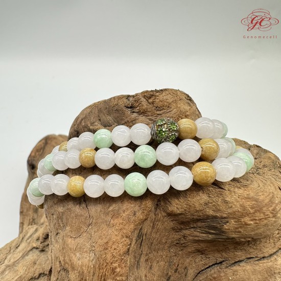 【肌容雪】天然緬甸A貨多彩翡翠多圈珠串 編號338