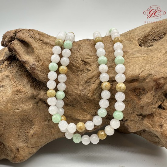 【肌容雪】天然緬甸A貨多彩翡翠多圈珠串 編號338