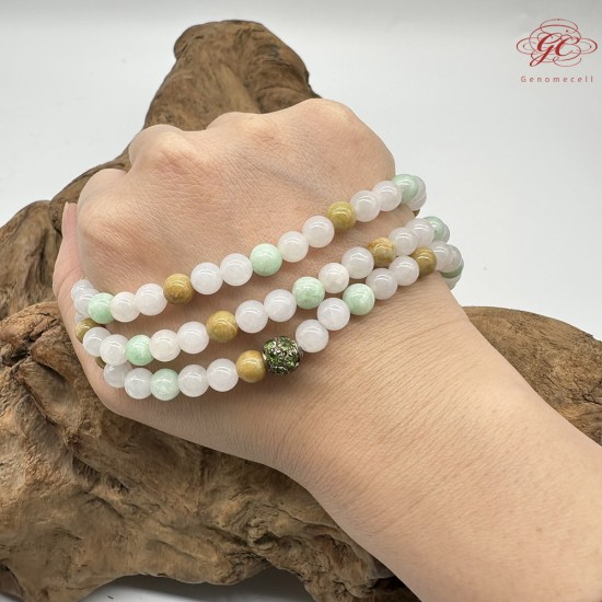 【肌容雪】天然緬甸A貨多彩翡翠多圈珠串 編號338