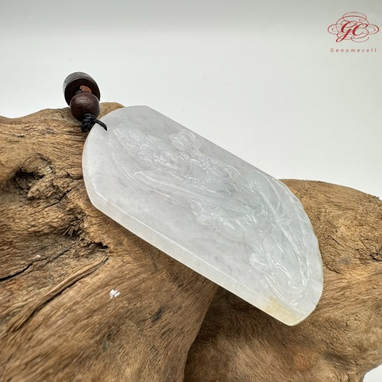 【肌容雪】天然緬甸A貨翡翠守護平安牌吊墜繩 編號339