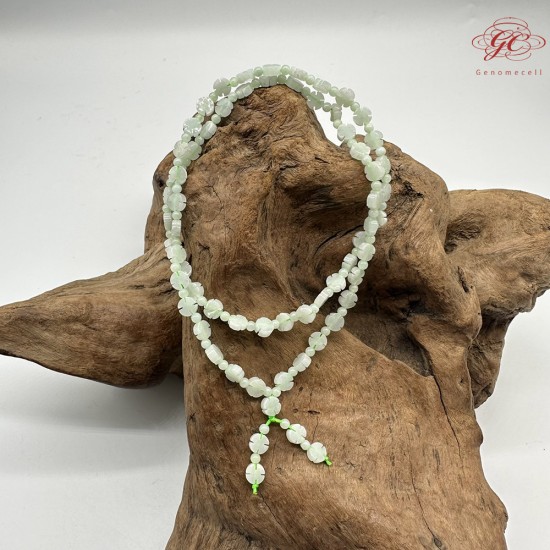 【肌容雪】天然緬甸A貨綠翡翠四葉草多圈珠串鍊 編號341