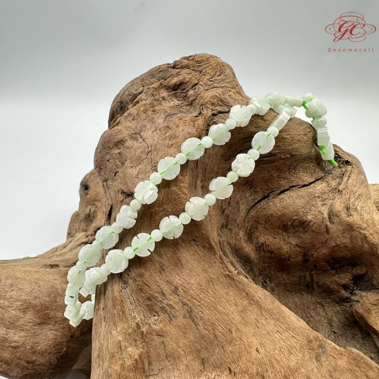 【肌容雪】天然緬甸A貨綠翡翠四葉草多圈珠串鍊 編號341