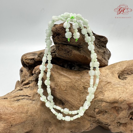 【肌容雪】天然緬甸A貨綠翡翠四葉草多圈珠串鍊 編號341