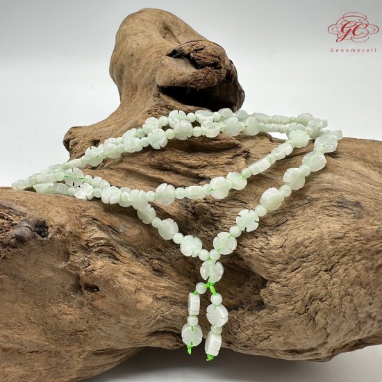 【肌容雪】天然緬甸A貨綠翡翠四葉草多圈珠串鍊 編號341