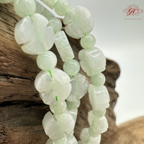 【肌容雪】天然緬甸A貨綠翡翠四葉草多圈珠串鍊 編號341