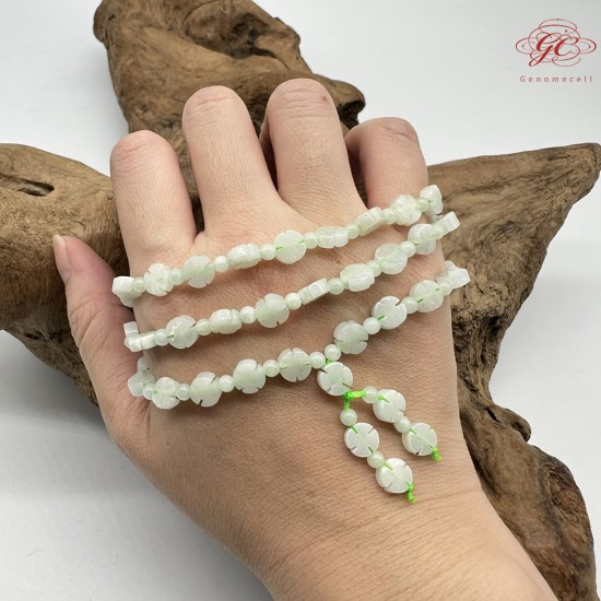 【肌容雪】天然緬甸A貨綠翡翠四葉草多圈珠串鍊 編號341