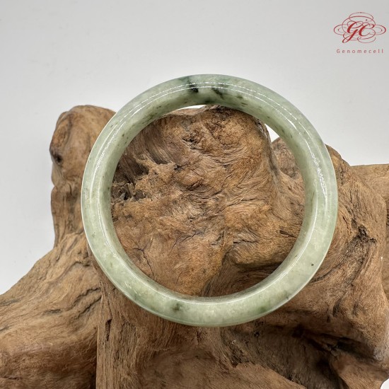 【肌容雪】天然緬甸A貨綠飄花翡翠平安鐲 編號344(鐲圍56.8mm#18號)